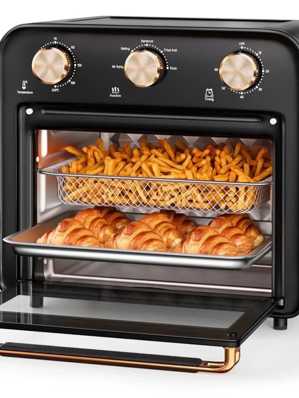 Tinana 5-in-1 Air Fryer Toaster Oven, 1300W, 17 Quart, Oil-Less Cooking Combo